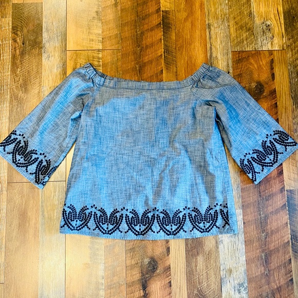 Calvin Klein Tops - CALVIN KLEIN Chambray Off the Shoulder Blouse